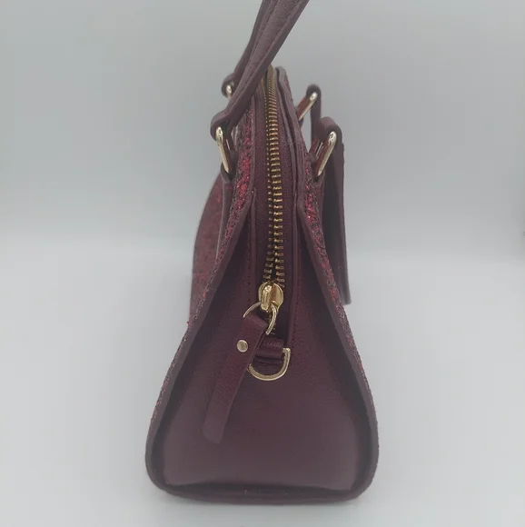 Kate Spade mini Reily Laurel Way glitter deep plum with matching card holder - Picture 6 of 12